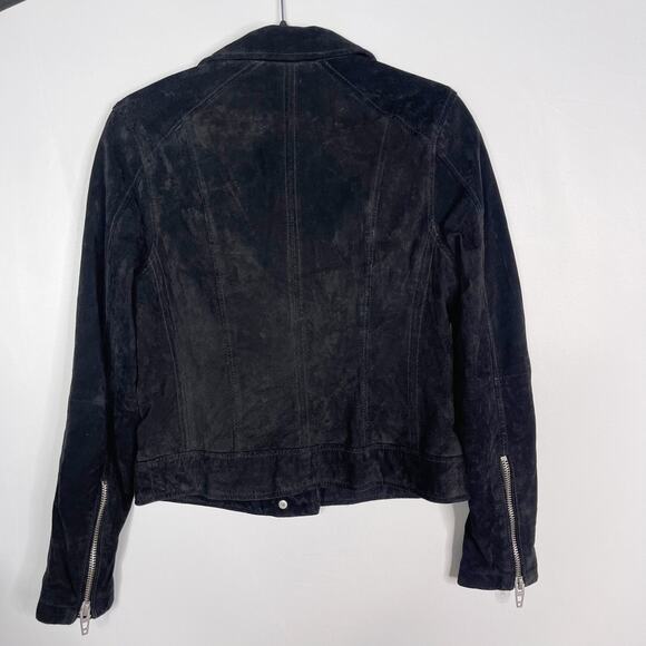 BlankNYC Womens Medium M Black Crop Suede Leather Moto Jacket Asymmetrical Zip - Picture 2 of 10